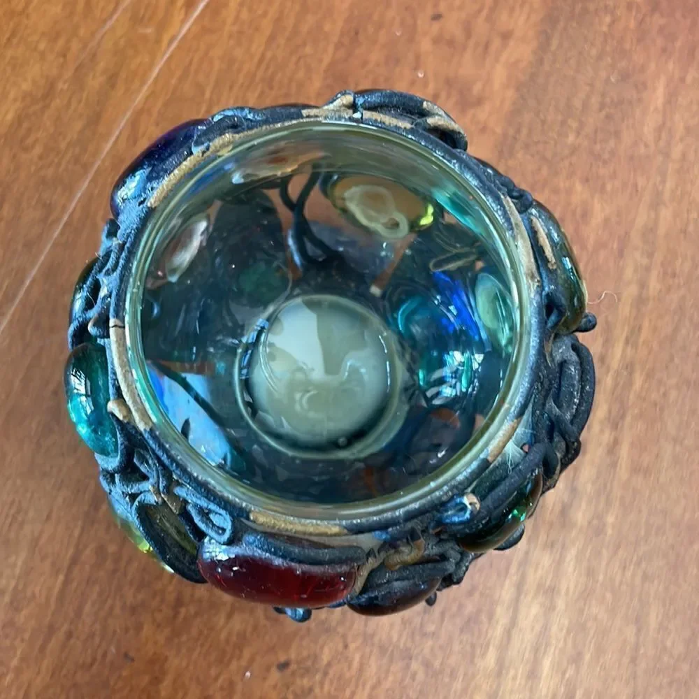 70's Glass/Iron Brutalist Style Candle Holder - Japan